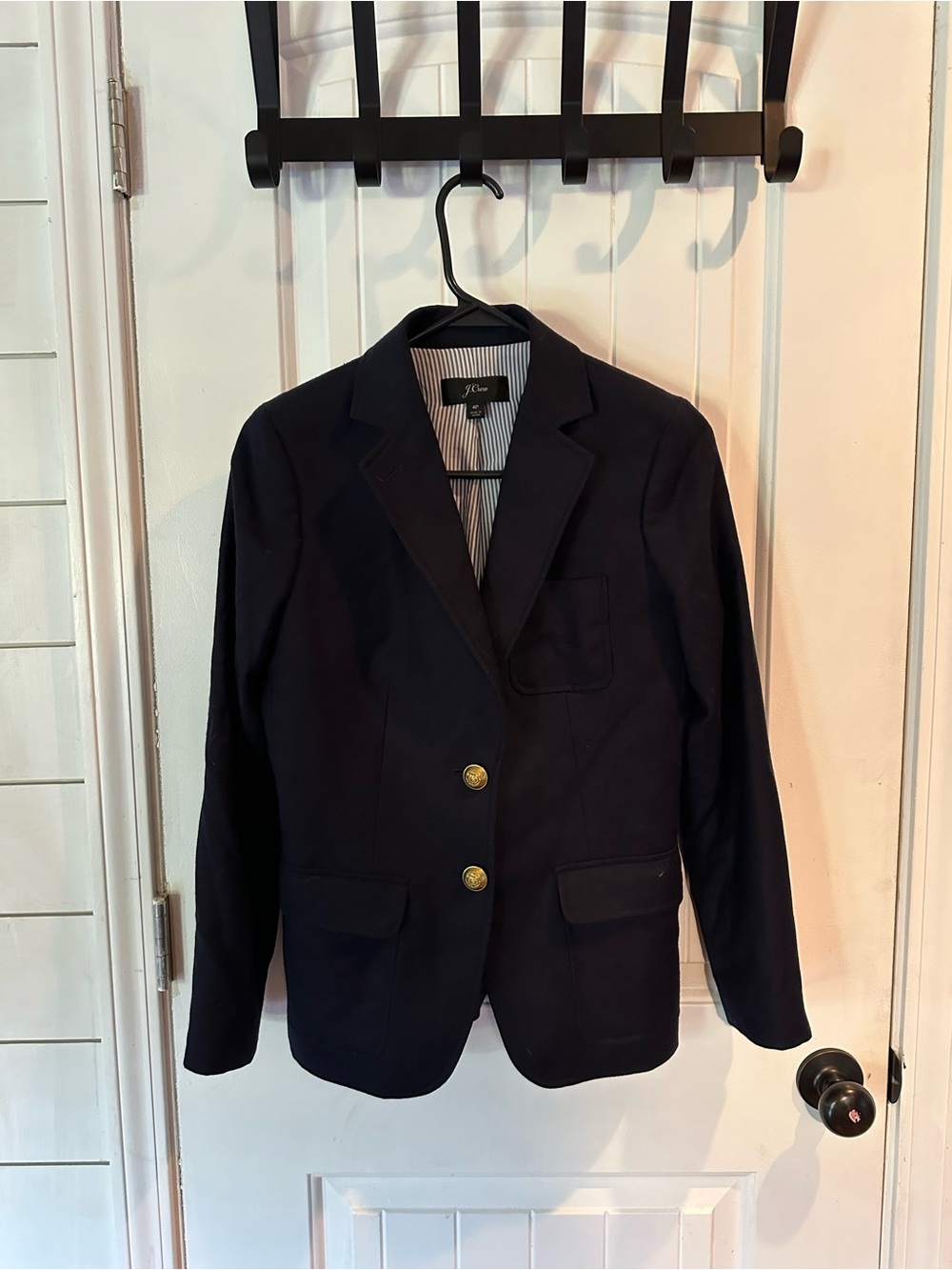 J. Crew Navy wool Two-Button Tailored Blazer with Notched Lapels - Picture 3 of 8